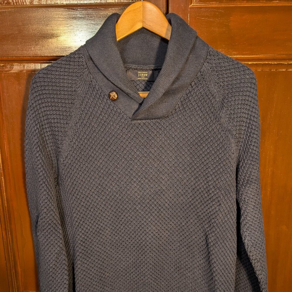 J Crew 100% Cotton Shall Neck Sweater - Navy - Small
